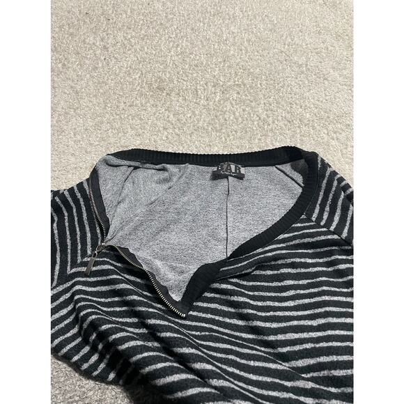 Bar by Melis Kozan Women's Size Medium Striped Side Zip Sweatshirt Black Gray - Picture 6 of 9